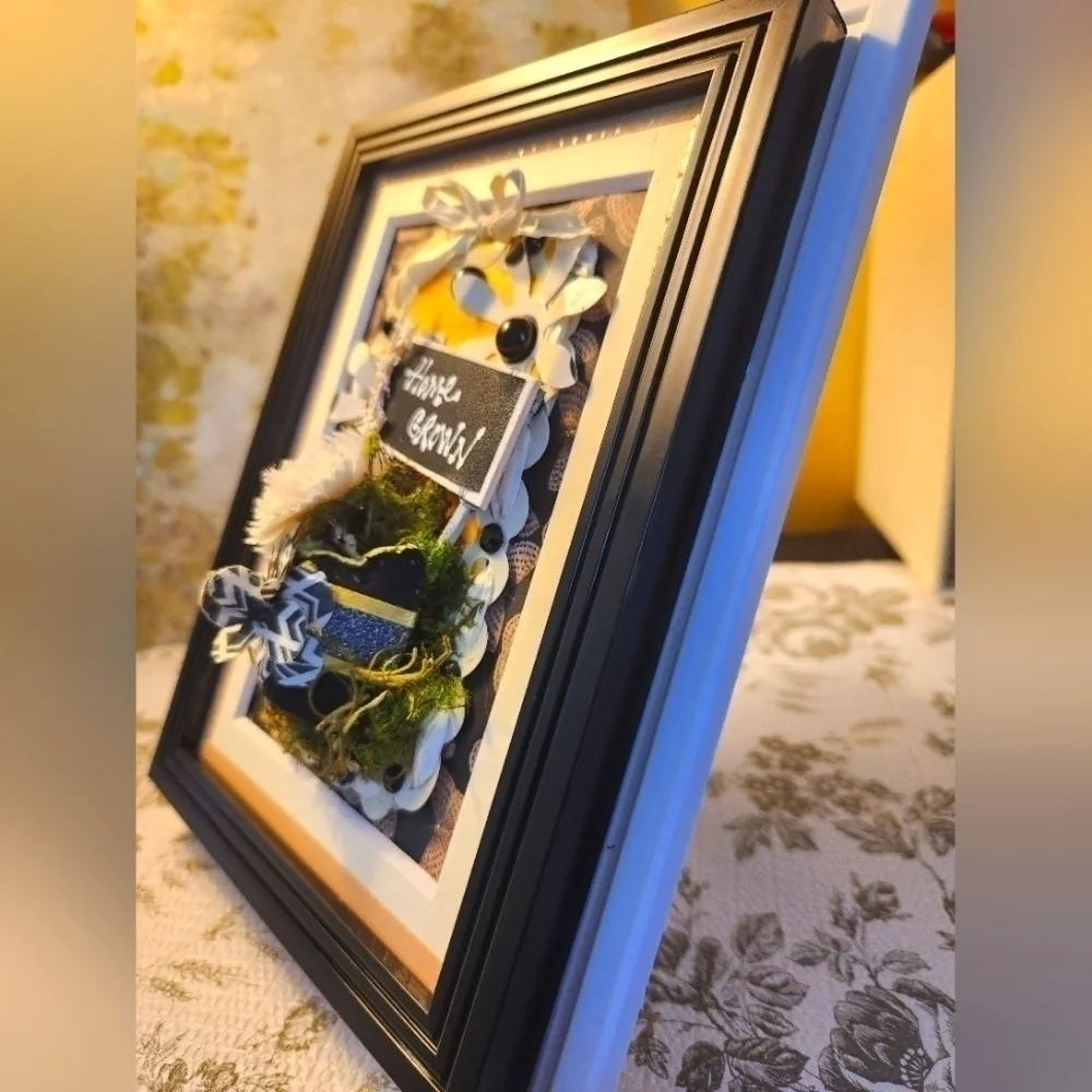 Handcrafted 3D Framed approx (7.5 x 9) GardenFloral Design.Home Decor or gift it